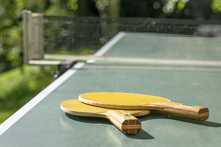 Tavolo da ping pong con racchette